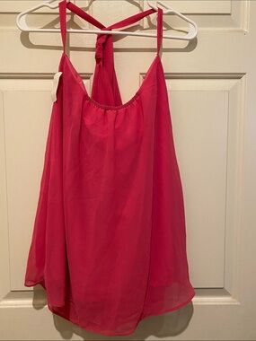Hot Pink Chiffon Halter Tank Top